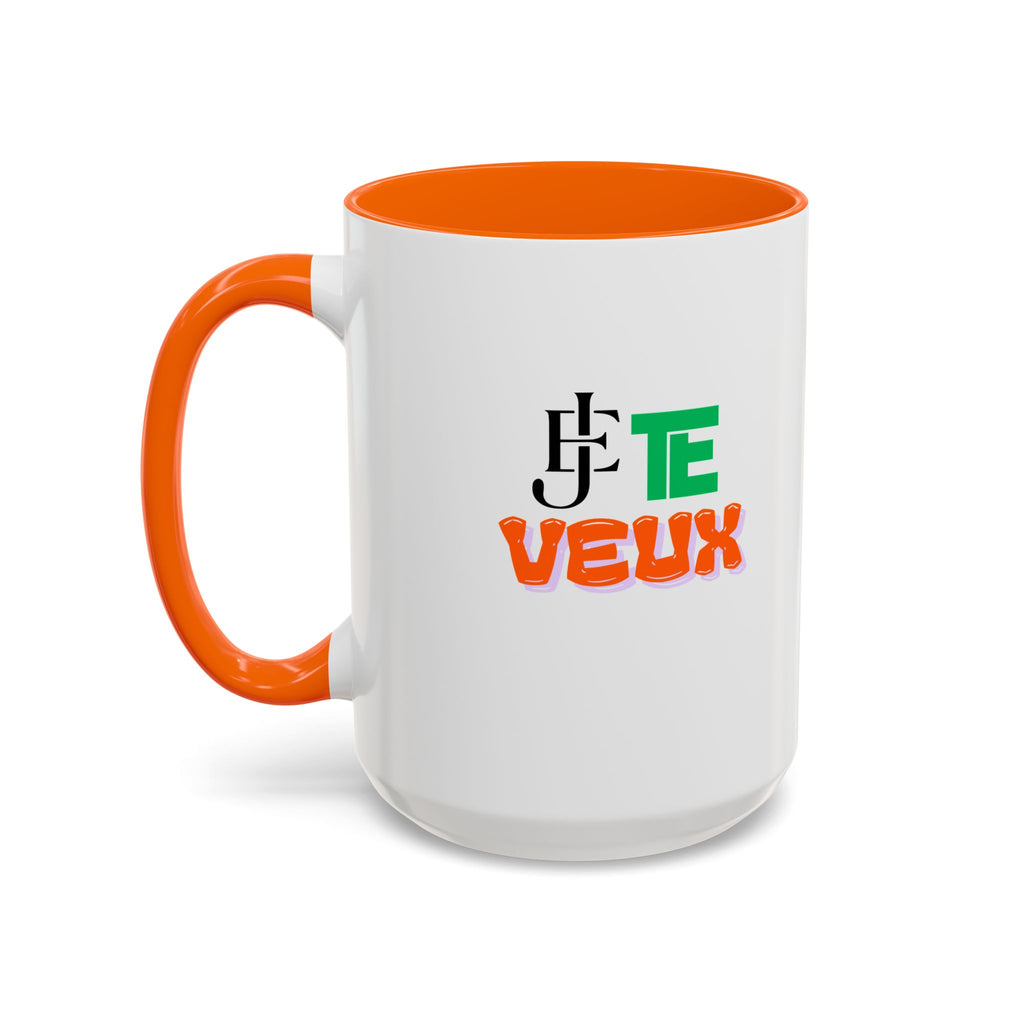 French Phrase Accent Mug — "Je Te Veux" Colorful Ceramic Coffee Mug (11/15oz)