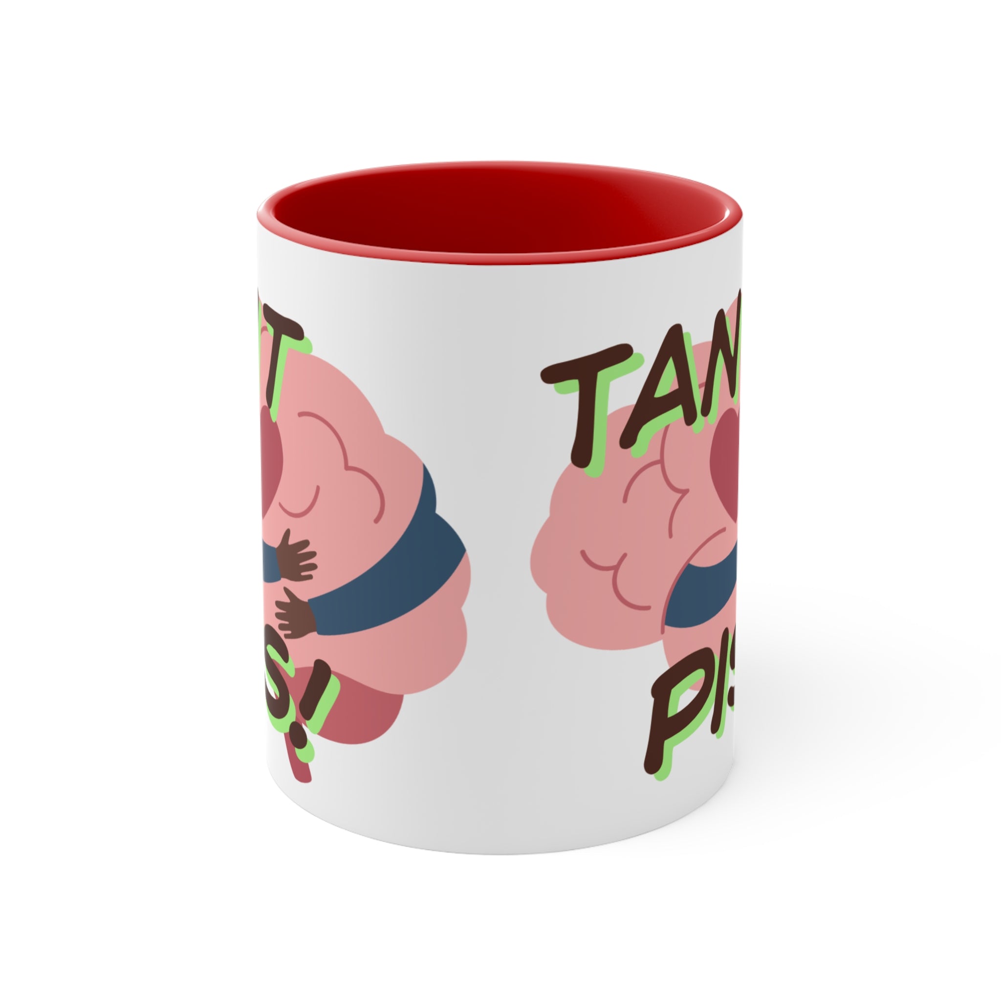 Accent Mug — 'Tant Pis!' Hugging Brain Design, Funny French Phrase Coffee Cup