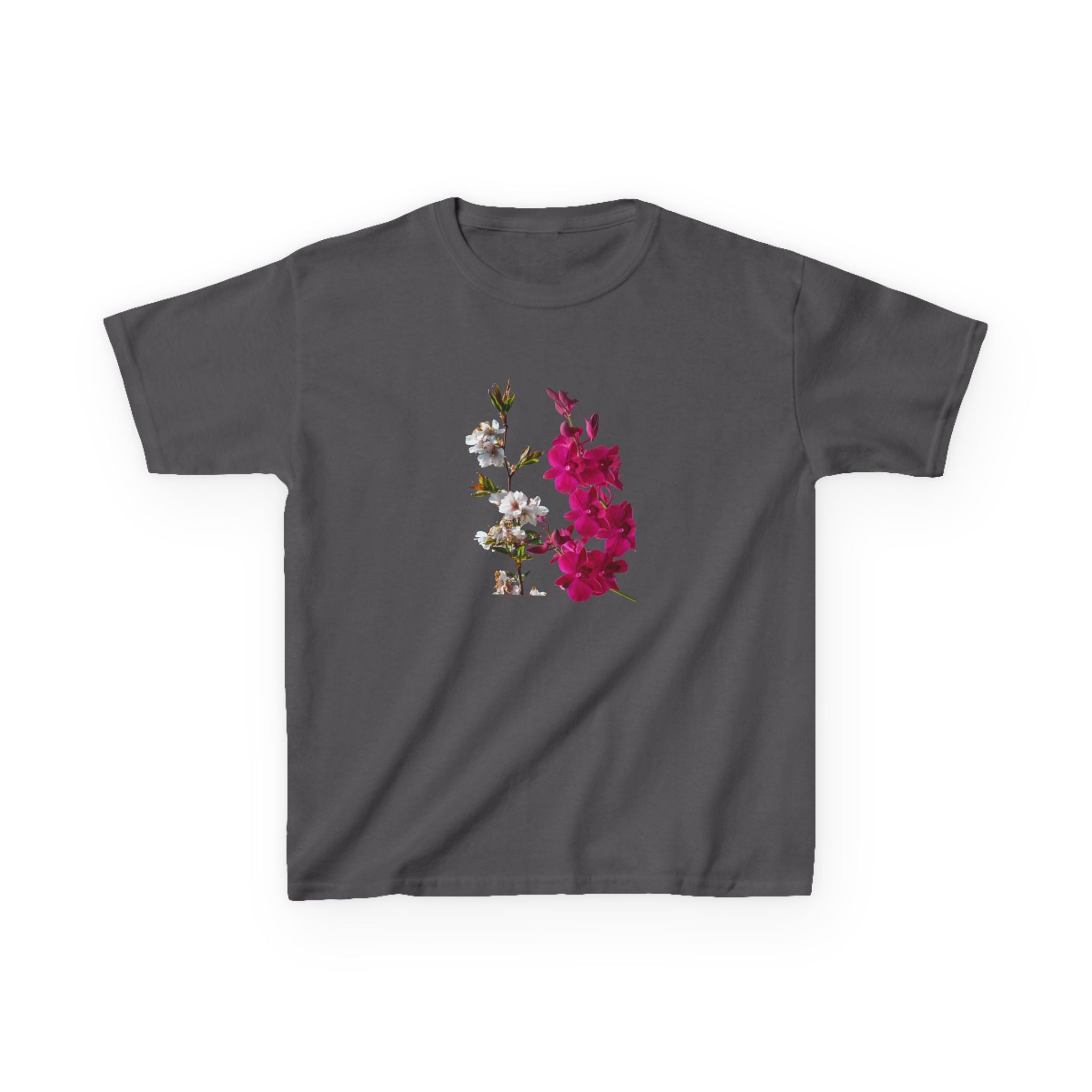 Kids Floral Tee — Pink Bougainvillea Graphic Cotton Shirt