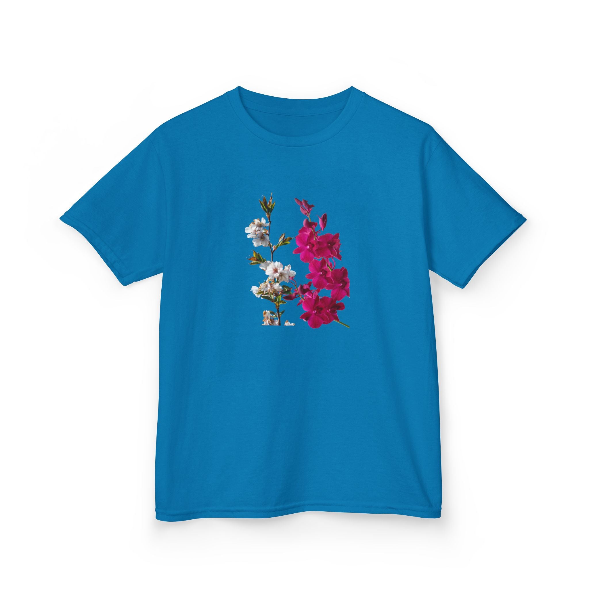 Kids Floral Tee — Pink Bougainvillea Graphic Cotton Shirt