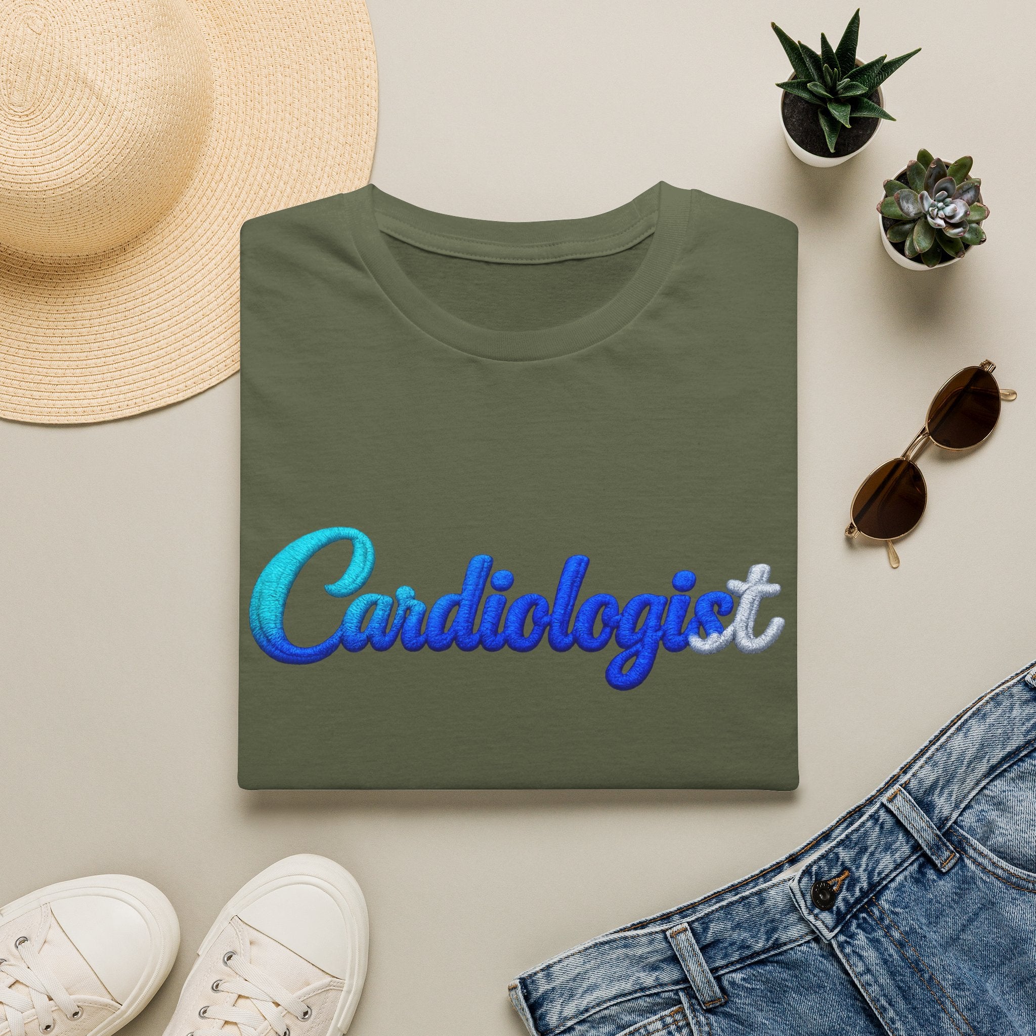Cardiologist Script Tee — Blue Gradient Medical Doctor Shirt