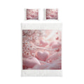 Romantic Pink Heart Cotton Bed Set – Floral Valentine Duvet Cover & Pillowcases