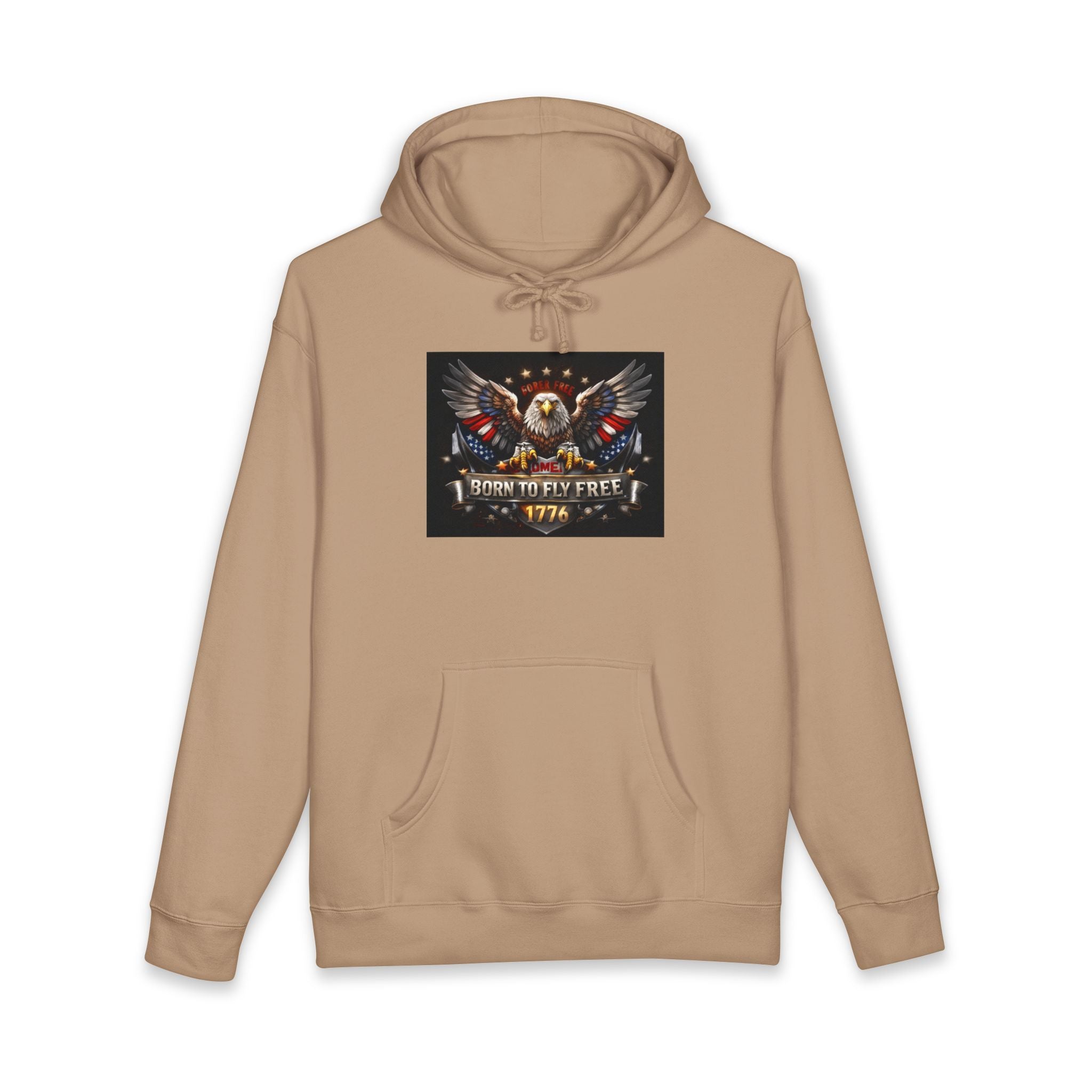 Patriotic Eagle Hoodie - "Born to Be Free 1776" American Flag Sweatshirt
