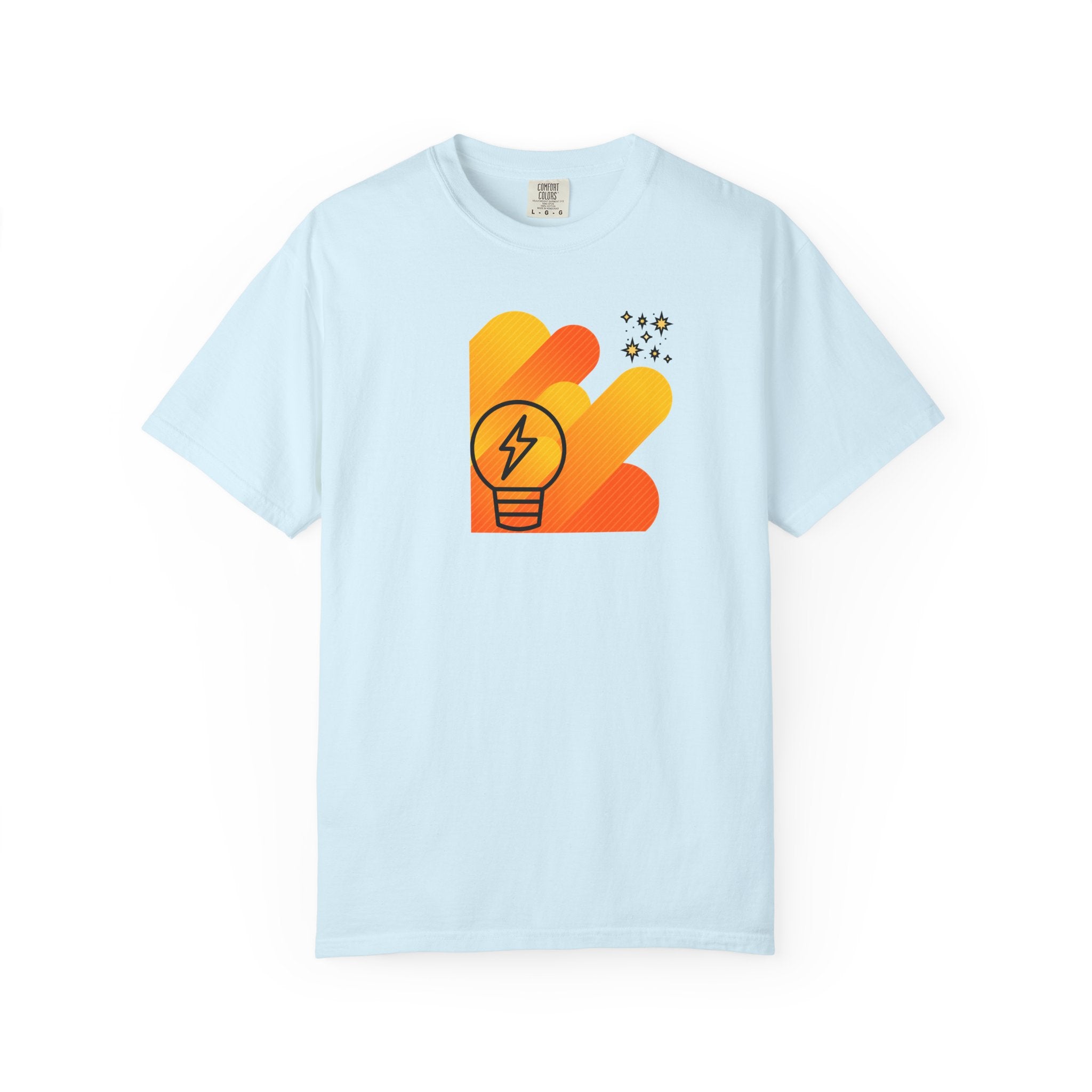 Idea Spark T-Shirt — Retro Orange Lightbulb Graphic Tee
