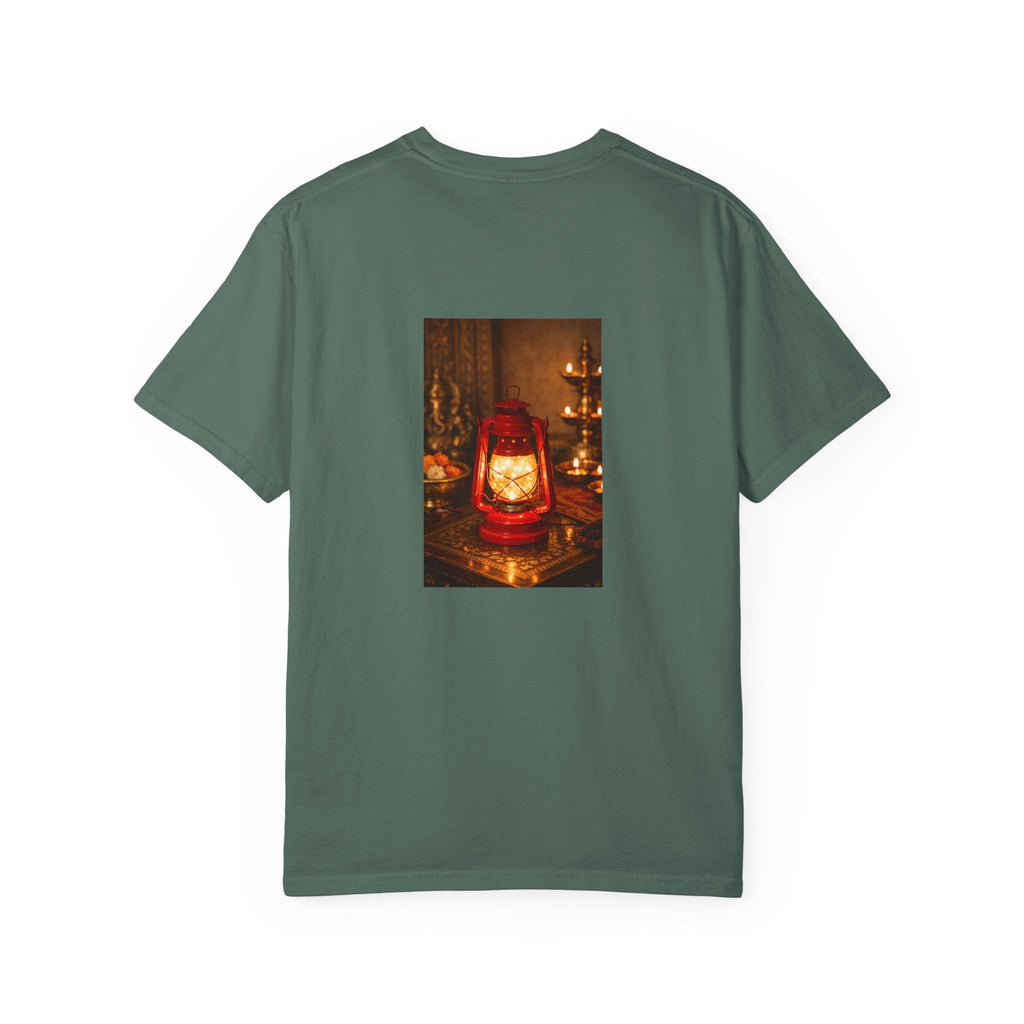 Lantern Altar T-Shirt — Vintage Oil Lantern Prayer Tee
