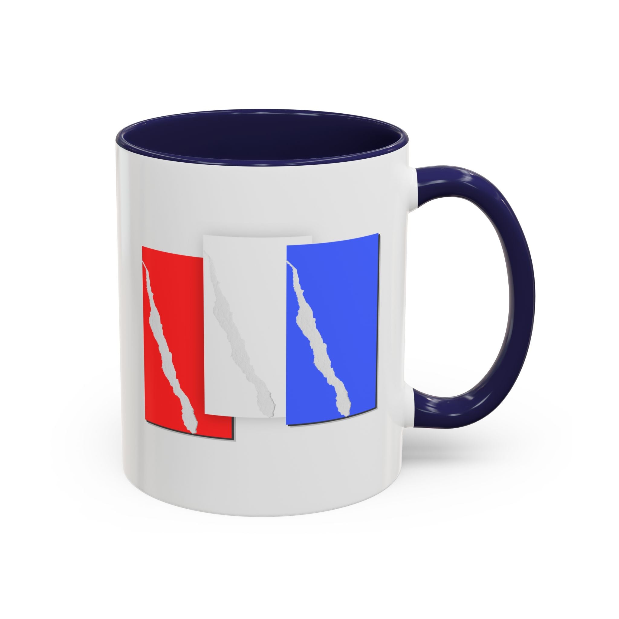 Accent Coffee Mug — Red, White & Blue Abstract Stripe Design (11/15oz)